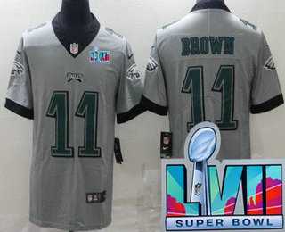 Mens Philadelphia Eagles #11 AJ Brown Limited Gray Inverted Super Bowl LVII Vapor Jersey